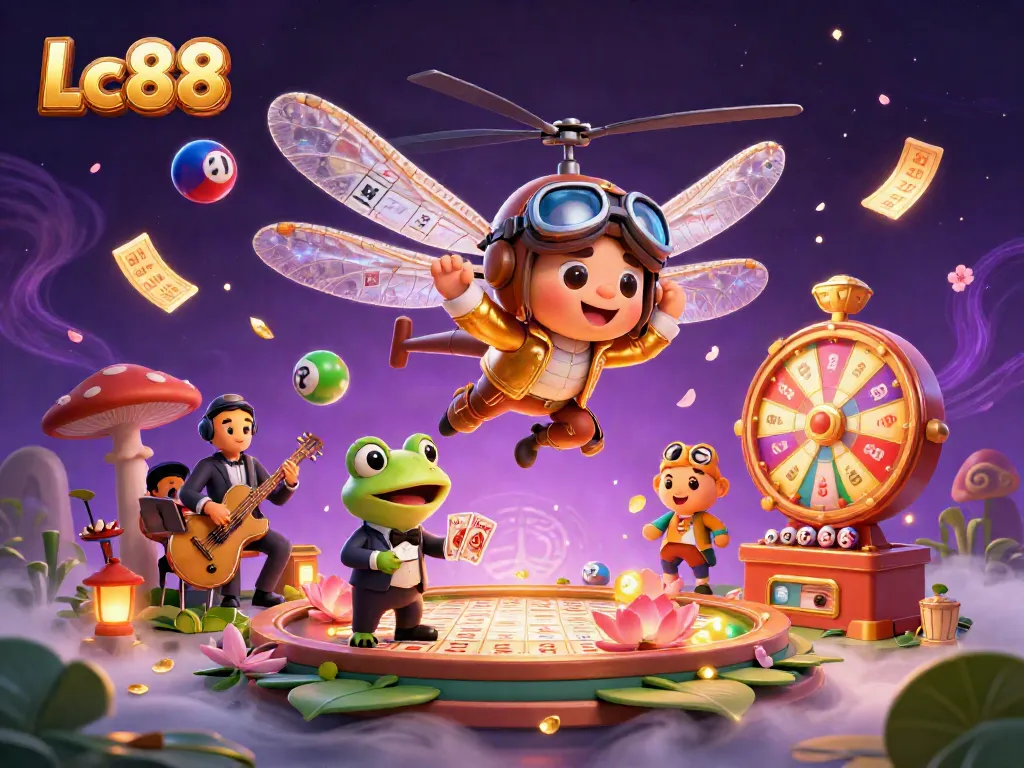 Experience the lively Lc88 casino scene with cartoon characters and dynamic game elements.